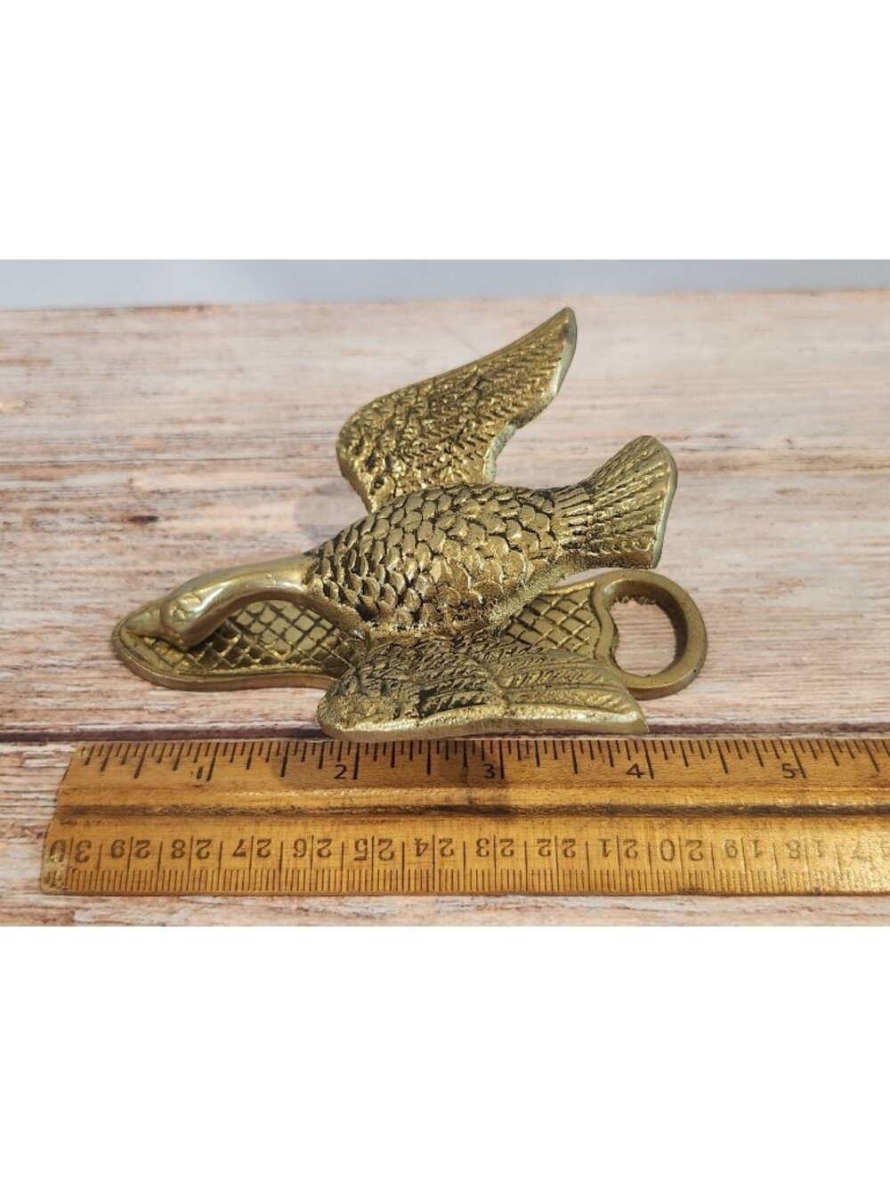 Vintage~Brass~Goose~Paper Clip–Letter Holder~4 1/2"